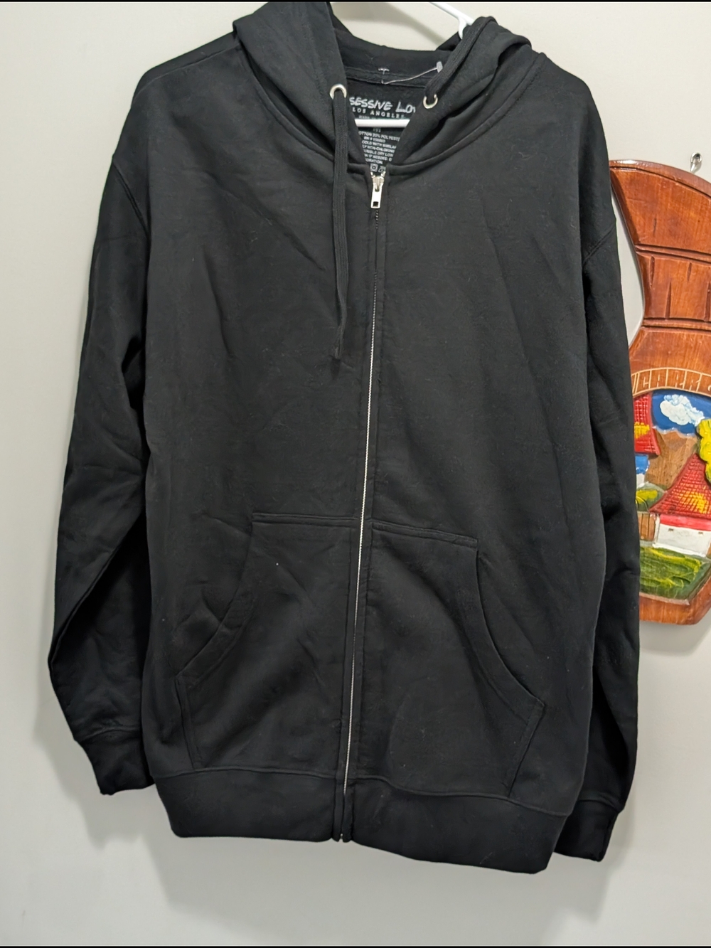 Unbranded Men's Black Full-Zip Hooded Jacket
